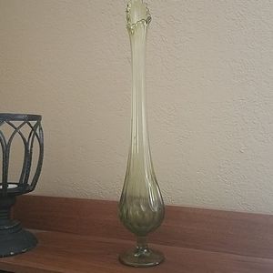 Very tall green bud vase